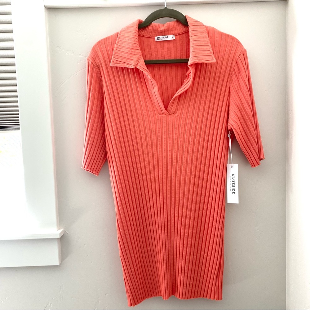 NWT Stateside Siro Rib Cycle Court Mini Polo Dress Large
